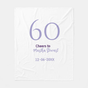 60 & fantastisk födelsedag lila fet namn datum sti fleecefilt