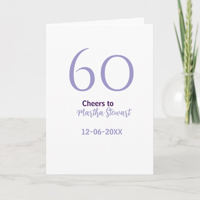 60 & fantastisk födelsedag lila fet namn datum sti kort (Framsida)