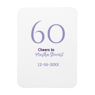 60 & fantastisk födelsedag lila fetstil namn datum magnet