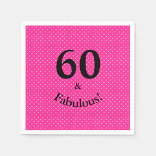 60 & fantastisk födelsedag ljusa rosa prickar pappersservett