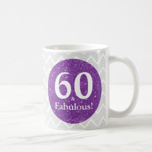 60 & Fantastisk! Lila glitter sextioårsdag Kaffemugg