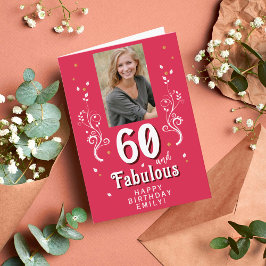 60 & fantastisk lövverk Magenta 60-års födelsedags Kort