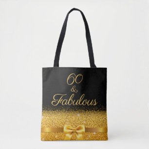 60 fantastiska födelsedag svart elegant i guld tygkasse