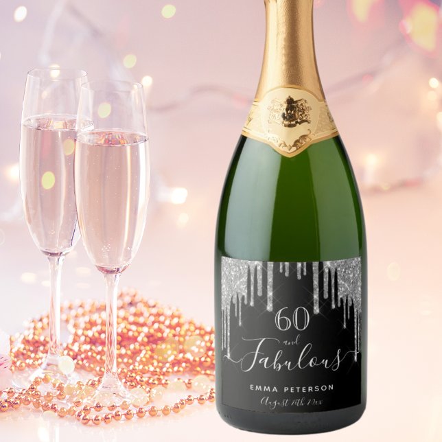 60 fantastiska födelsedag svart glitter silver gni (Skapare uppladdad)