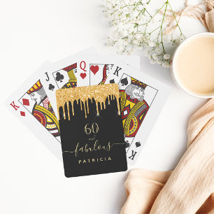 60 fantastiska födelsedag, svarta guld glitter dro casinokort