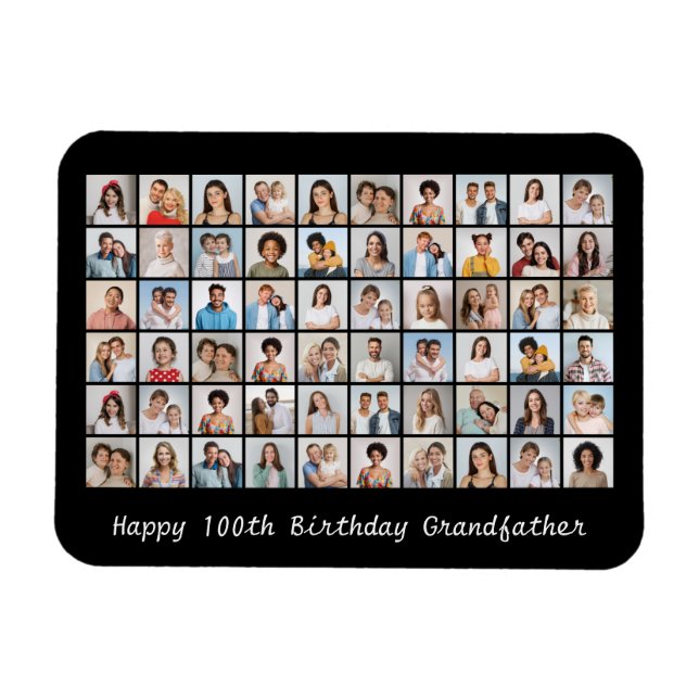 60 Fotokollage Lägg till alla Namn- och åldersdaga Magnet (Horisontell)
