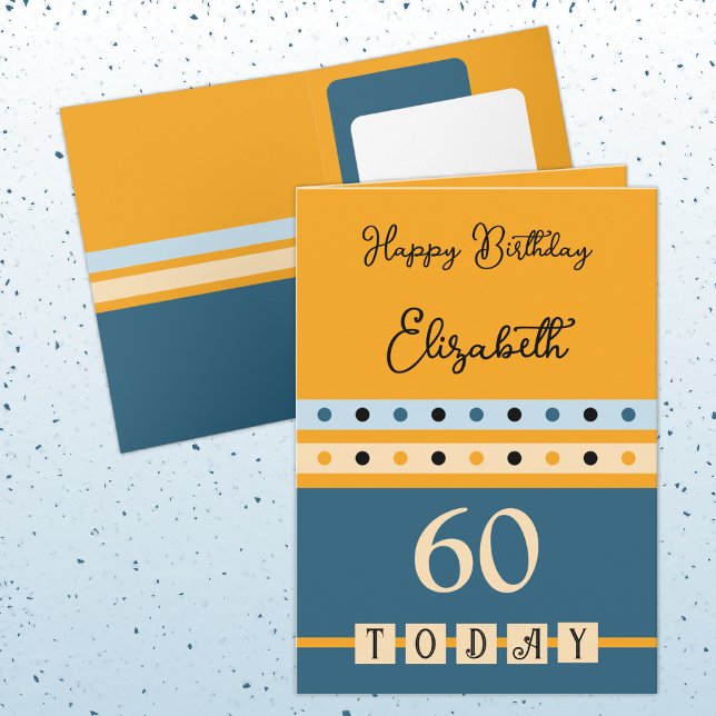 60 i dag orange blå 60-årsdag kort (Skapare uppladdad)