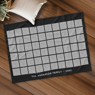 60 kvadraters fotokollage med enkel text fleecefilt