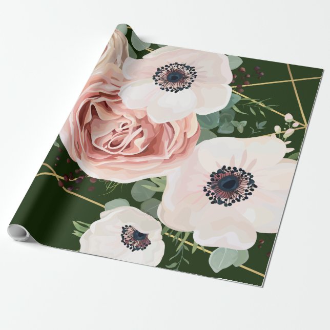 60 lb Wrapping Papper Roll Geometric Garden Hunter Presentpapper (Utrullad)