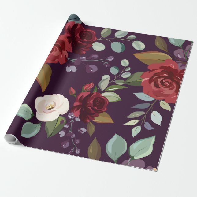 60 lb Wrapping Papper Roll Plum Lila Ro Guld Ge Presentpapper (Utrullad)