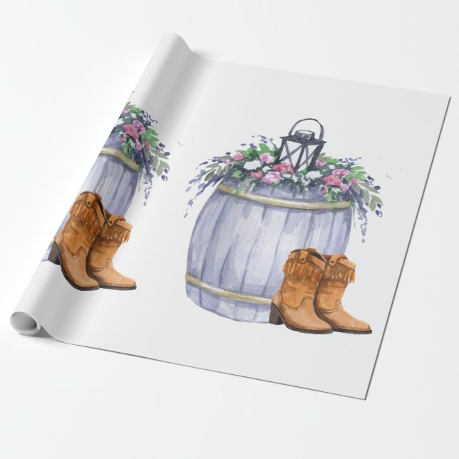 60 lb Wrapping Papper Roll Summer Landsbyggsbröllo Presentpapper (Utrullad)