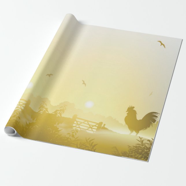 60 lb Wrapping Papper Roll Sunny Morgon Farm Count Presentpapper (Utrullad)