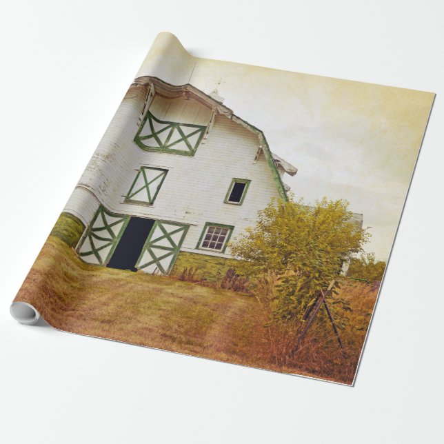 60 lb Wrapping Papper Roll Sunset Barn Land Rusti Presentpapper (Utrullad)