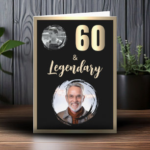 60 & Legendariska 2 Bilder 60-årsdag Guld Kort