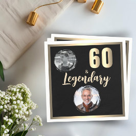 60 & Legendary 2 Foton 60:e födelsedagen Guld Pappersservett
