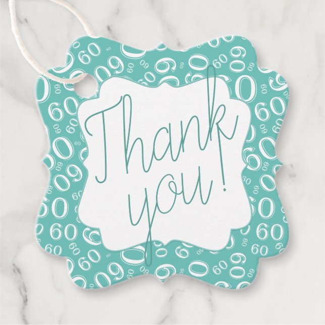 60 Mönster Teal and White Gåvor Etiketter (Framsida)