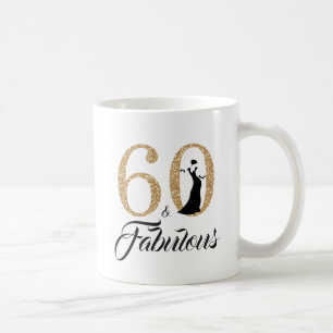 60 och 60th födelsedag för sagolikt guld- glitter kaffemugg