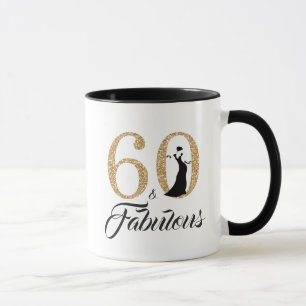60 och 60th födelsedag för sagolikt guld- glitter mugg