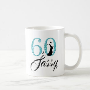 60 och 60th födelsedag för Sassy blåttglitter Kaffemugg