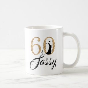 60 och 60th födelsedag för Sassy guld- glitter Kaffemugg