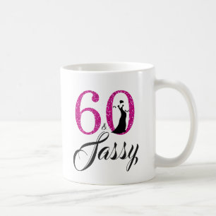 60 och 60th födelsedag för Sassy rosaglitter Kaffemugg