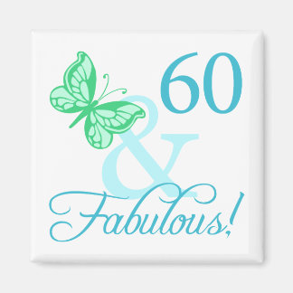 60 och blomstergåvor (Aqua) Magnet