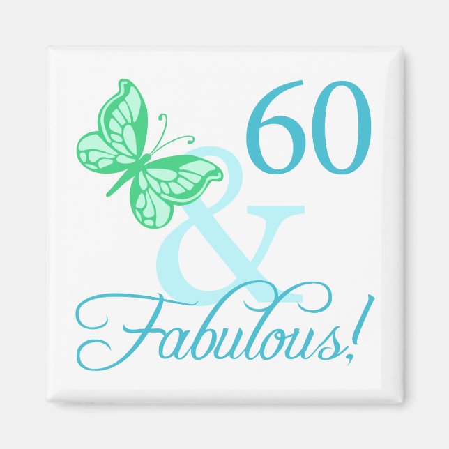 60 och blomstergåvor (Aqua) Magnet (Framsidan)