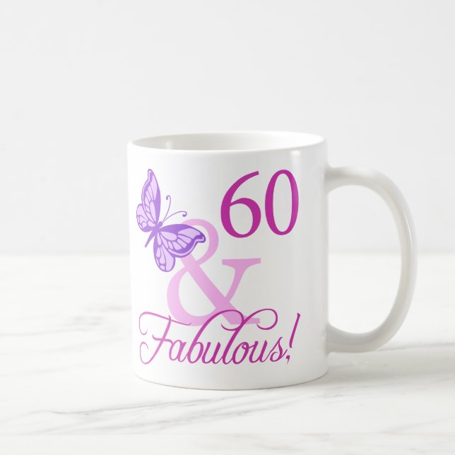 60 och blomstergåvor (plommon) kaffemugg (Höger)