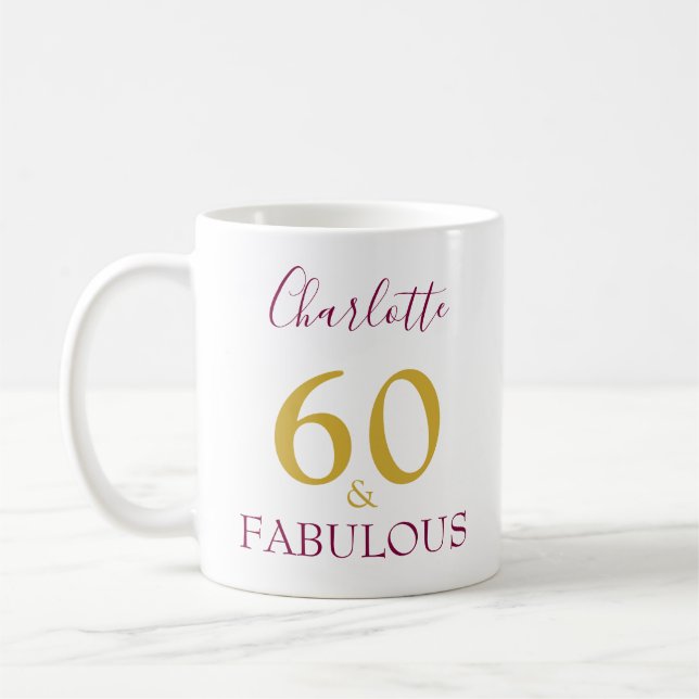 60 och Fabulös Elegant 60:e födelsedagens Personli Kaffemugg (Vänster)