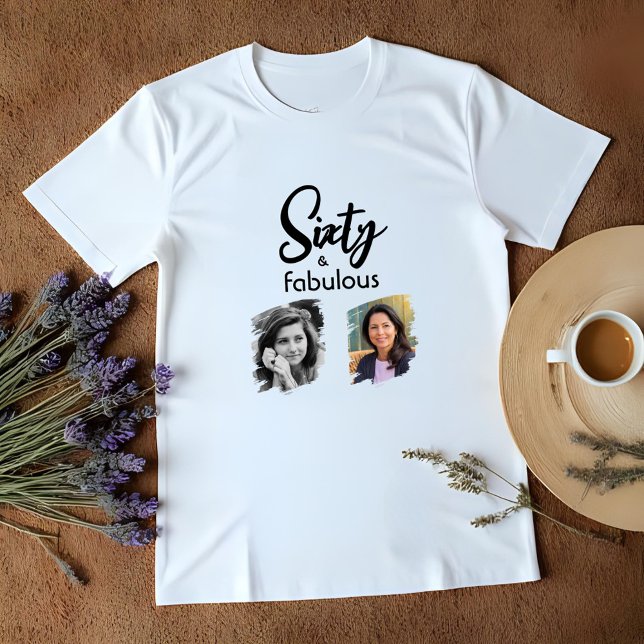 60 och Fabulous 2 Photo 60 Birthday T Shirt (Skapare uppladdad)