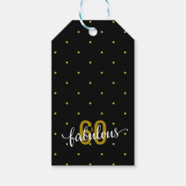 60 och Fabulous 60 Birthday Guld and Black Presentetikett