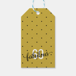 60 och Fabulous 60:e födelsedagen Guld Spoted Presentetikett