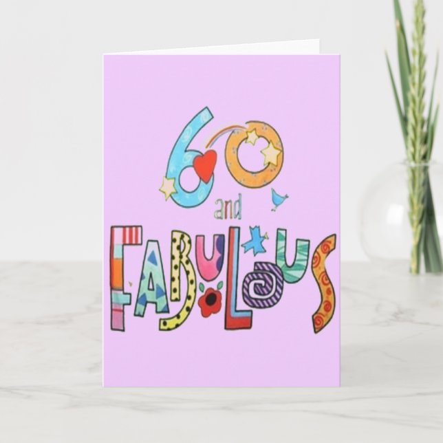 60 och Fabulous 60:e födelsedagskort Kort (Framsida)