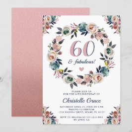 60 och Fabulous Chic Dam 60:e Födelsedagsfesten Inbjudningar