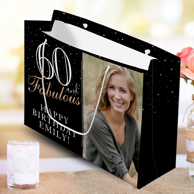 60 och Fabulous Elegant Black 60 Birthday Photo (Skapare uppladdad)