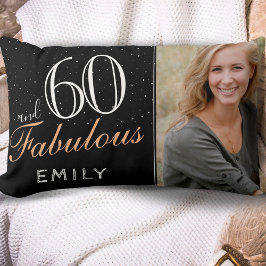 60 och Fabulous Elegant Black 60 Birthday Photo Lumbarkudde