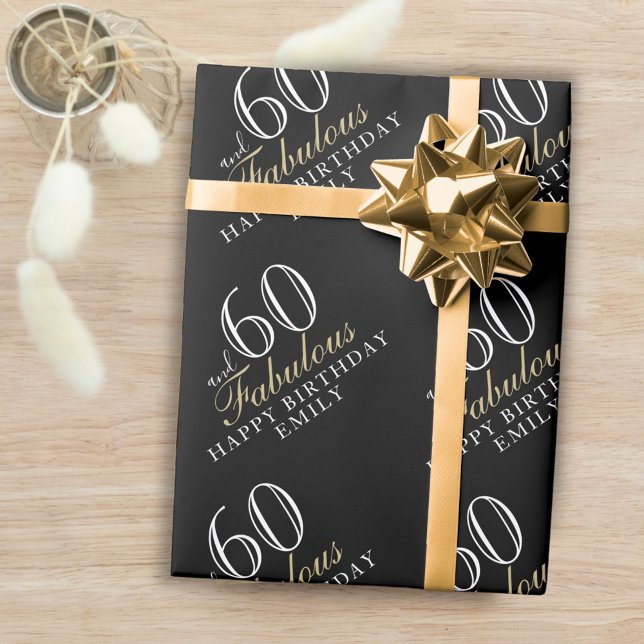 60 och Fabulous Elegant Black 60:e födelsedagen Presentpapper (Skapare uppladdad)
