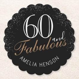 60 och Fabulous Elegant Black 60:e födelsedagen Underlägg Papper