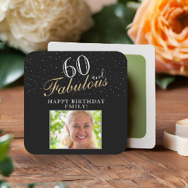 60 och Fabulous Elegant Black Photo 60:e födelseda Fyrkantigt Klistermärke