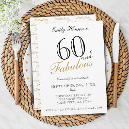 60 och Fabulous Elegant Script Birthday Inbjudningar