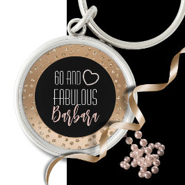 60 och Fabulous Girly Finare Guld Black  Rosa Rund Silverfärgad Nyckelring