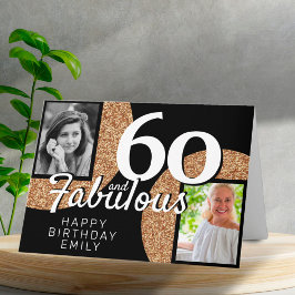 60 och Fabulous Guld Glitter 2 Foto 60:e födelseda Kort
