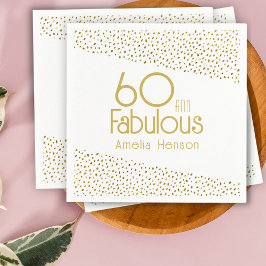60 och Fabulous Guld Glitter 60:e födelsedagen Pappersservett