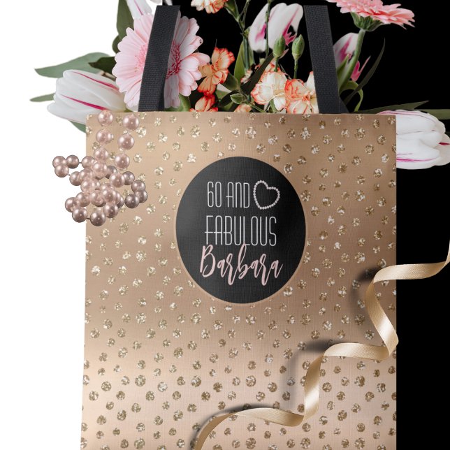 60 och Fabulous Guld Glitter Gnistra Girly 60:e Tygkasse (Skapare uppladdad)