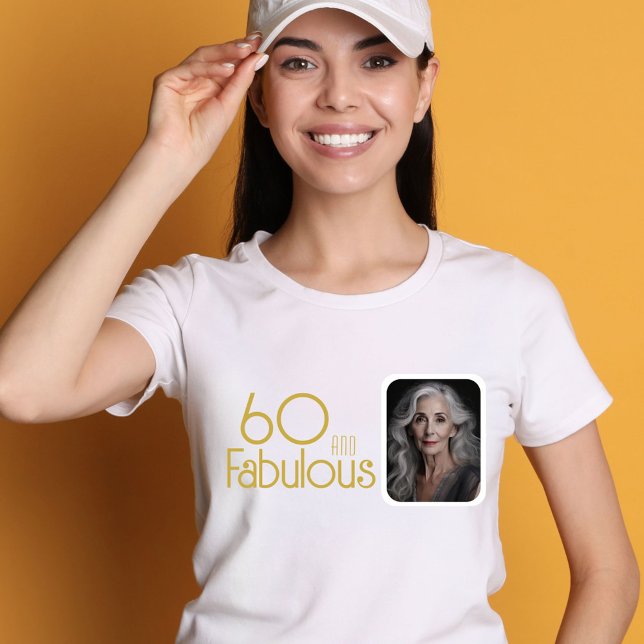60 och Fabulous Guld Glitter Photo 60:e födelsedag T Shirt (Skapare uppladdad)