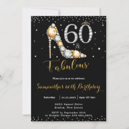 60 och Fabulous High Heel Diamonds 60:e födelsedag Inbjudningar