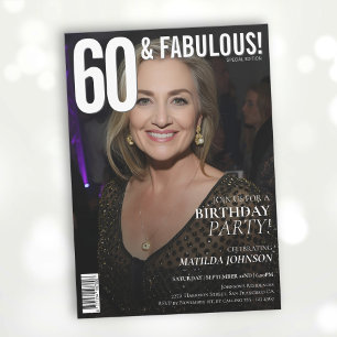 60 och Fabulous Magazine Cover 60 Birthday Inbjudningar