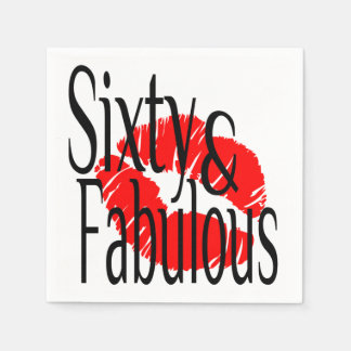 60 och Fabulous med Hett Red Läppar Pappersservett