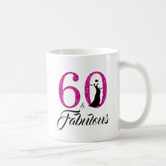60 och Fabulous Shock rosa 60:e födelsedagen Kaffemugg (Höger)