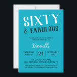 60 och Fabulous Turcos 60:e födelsedagen Inbjudningar<br><div class="desc">Lägg till en kopp färg till hennes 60-årsdag med den nya turkosdesignen "sextio och Fabulous". Perfekt för livfulla inbjudningar, öga-infångande dekoration och snyggtens milstolpar. Anpassa till namn, datum och mer för att passa ditt party-tema. Fyll i utseendet med matchande artiklar från 60- och Fabulous Birthday Collection - inklusive ballonger, banderoller...</div>